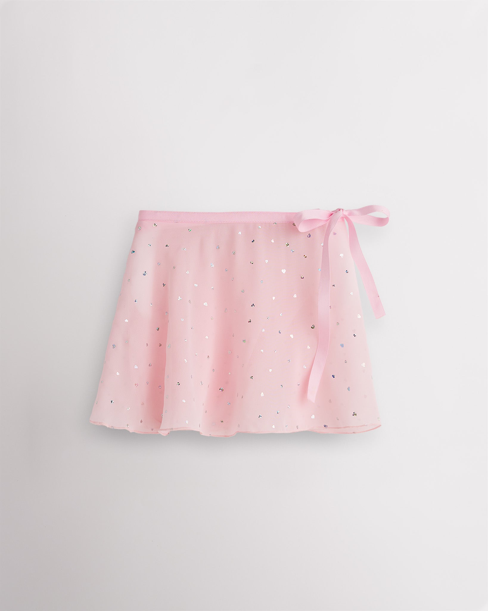 Girls Chiffon Wrap Skirt With Adjustable Tie in Sparkling Ballet Pink