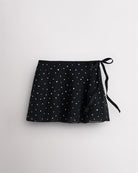 Girls Chiffon Wrap Skirt With Adjustable Tie in Sparkling Black