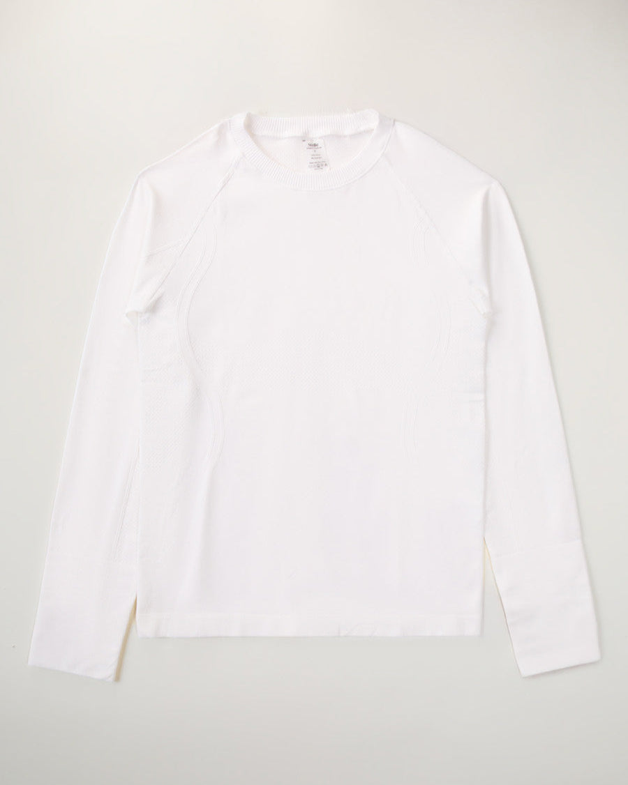 White Seamless Long Sleeve Tops