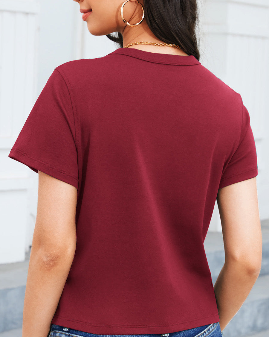 Burgundy Cotton T-Shirt - View 3