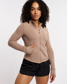 Mocha Athletic Zip Up Jacket
