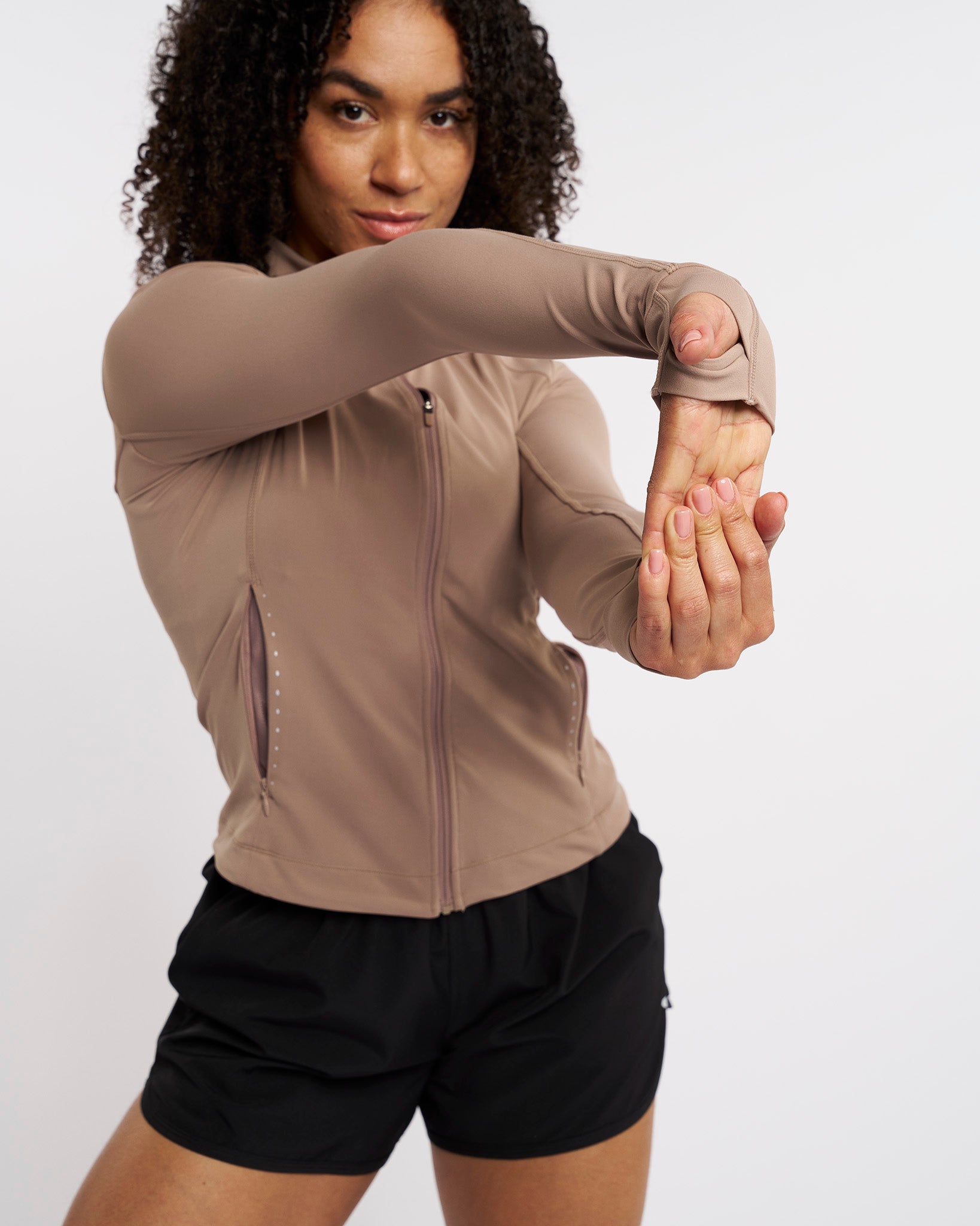 Mocha Athletic Zip Up Jacket