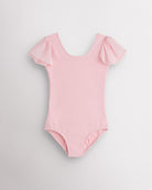 Girls Flutter Sleeve Cotton Dance Leotard in Ballet Pink
