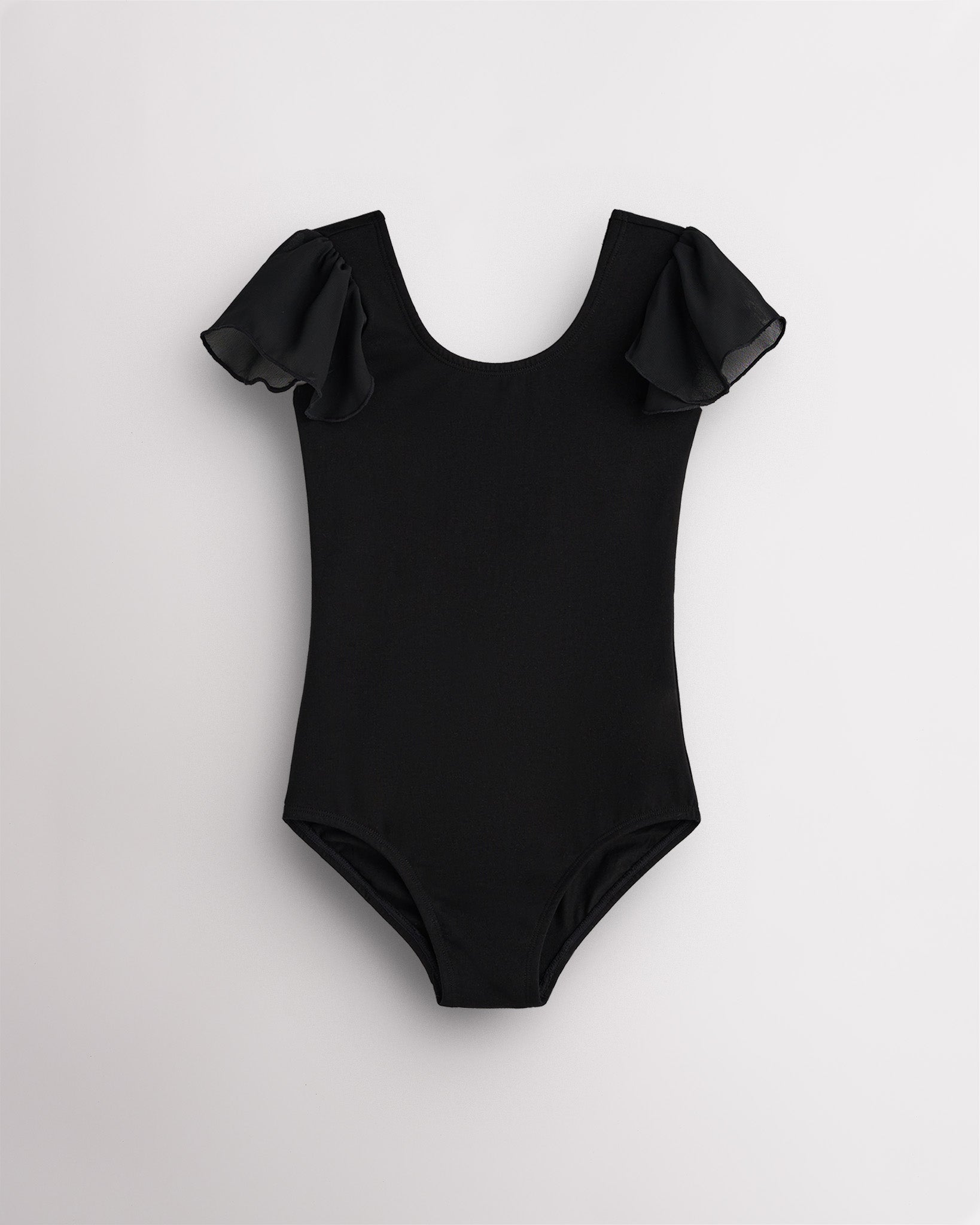 Black Girls Flutter Sleeve Dance Leotard