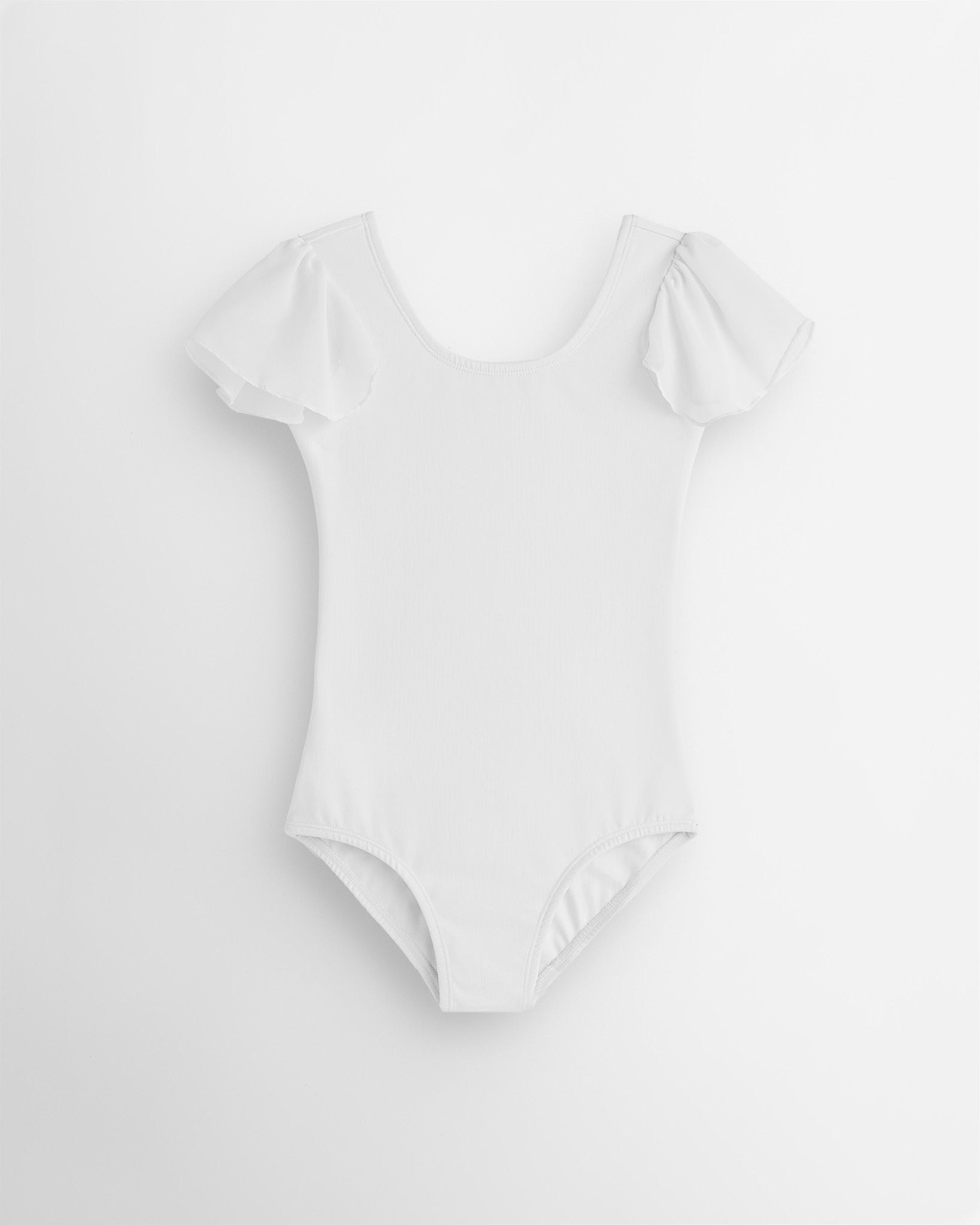 White Girls Flutter Sleeve Dance Leotard
