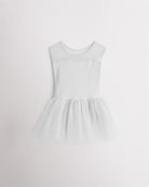Girls Sweetheart Mesh Inserted Tank Tulle Dress in White