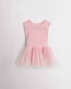 Girls Sweetheart Mesh Inserted Tank Tulle Dress in Ballet Pink