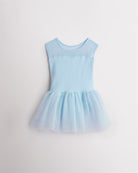 Girls Sweetheart Mesh Inserted Tank Tulle Dress in Blue