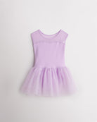 Girls Sweetheart Mesh Inserted Tank Tulle Dress in Lavender