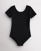 Basic Short-Sleeve Performance Leotard in Black