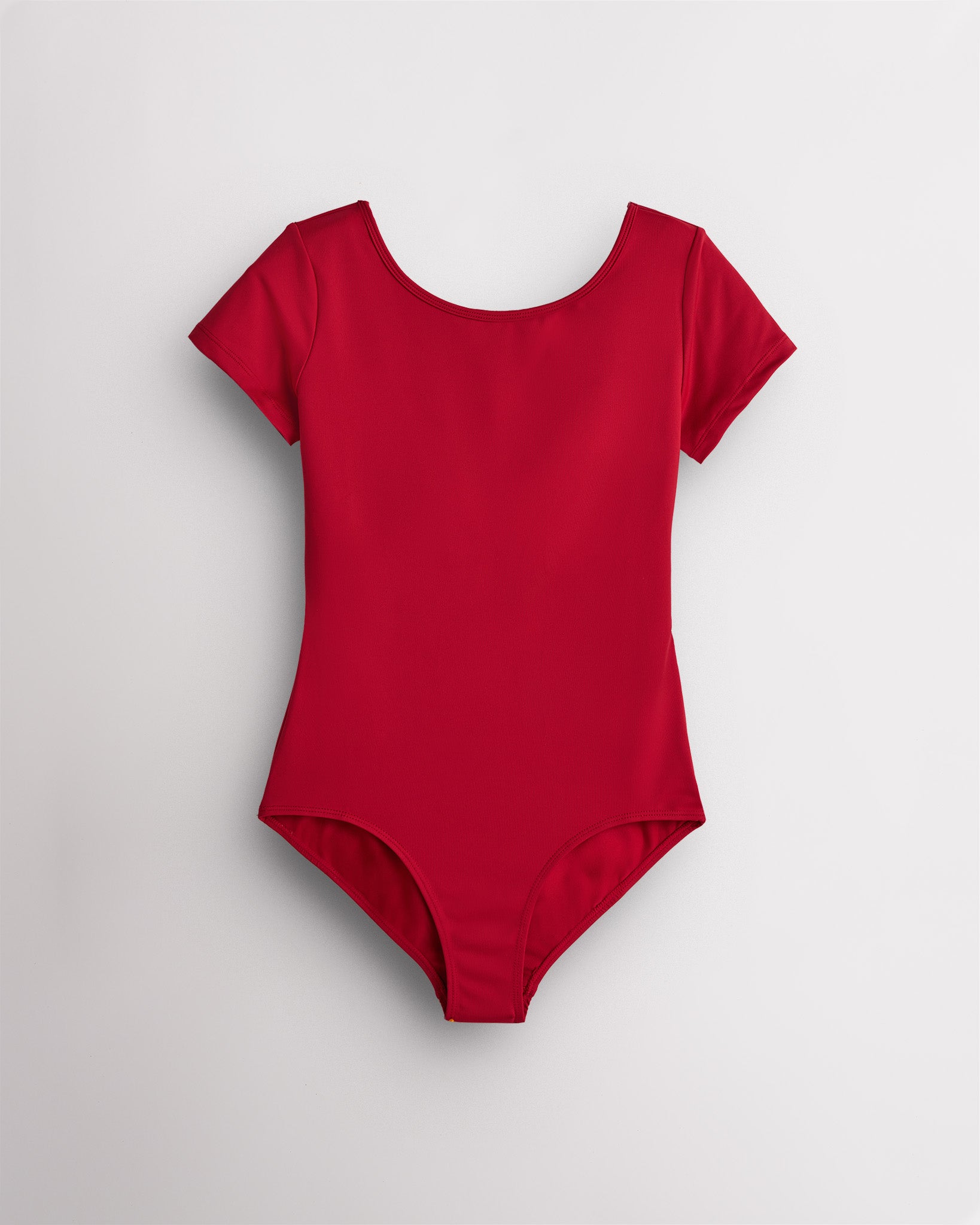 Basic Short-Sleeve Performance Leotard in Crimson
