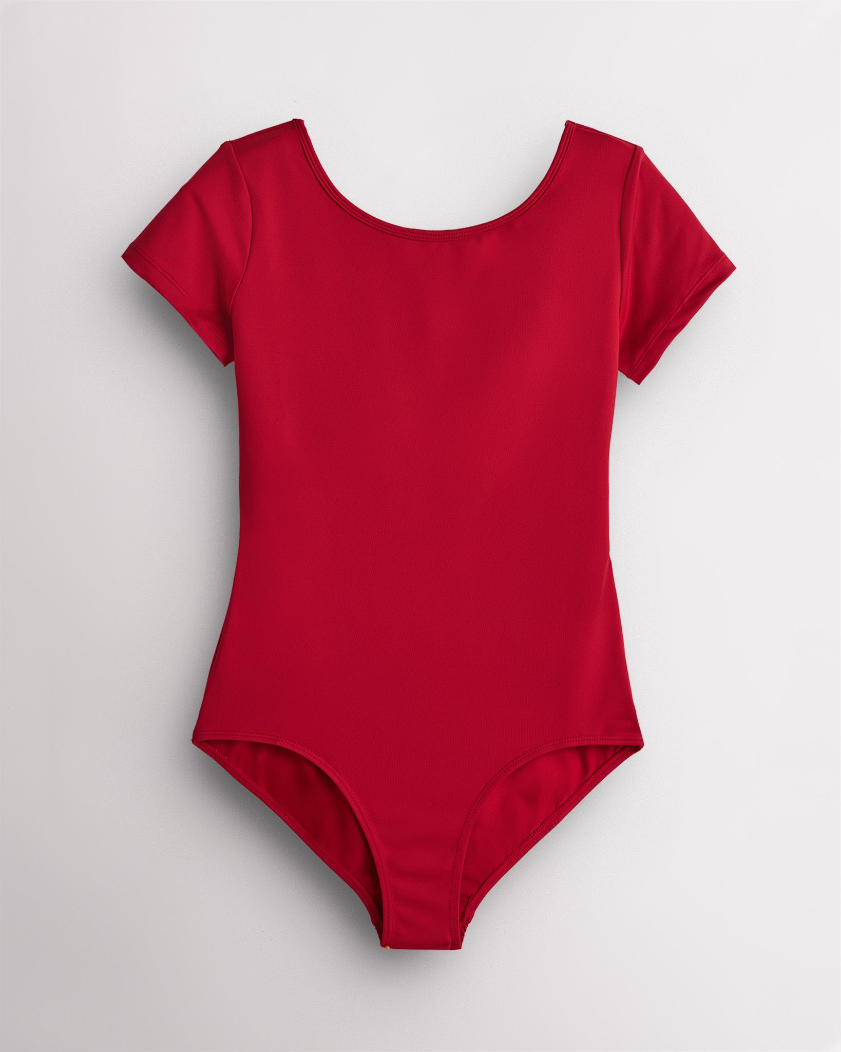 Basic Short-Sleeve Performance Leotard in Crimson