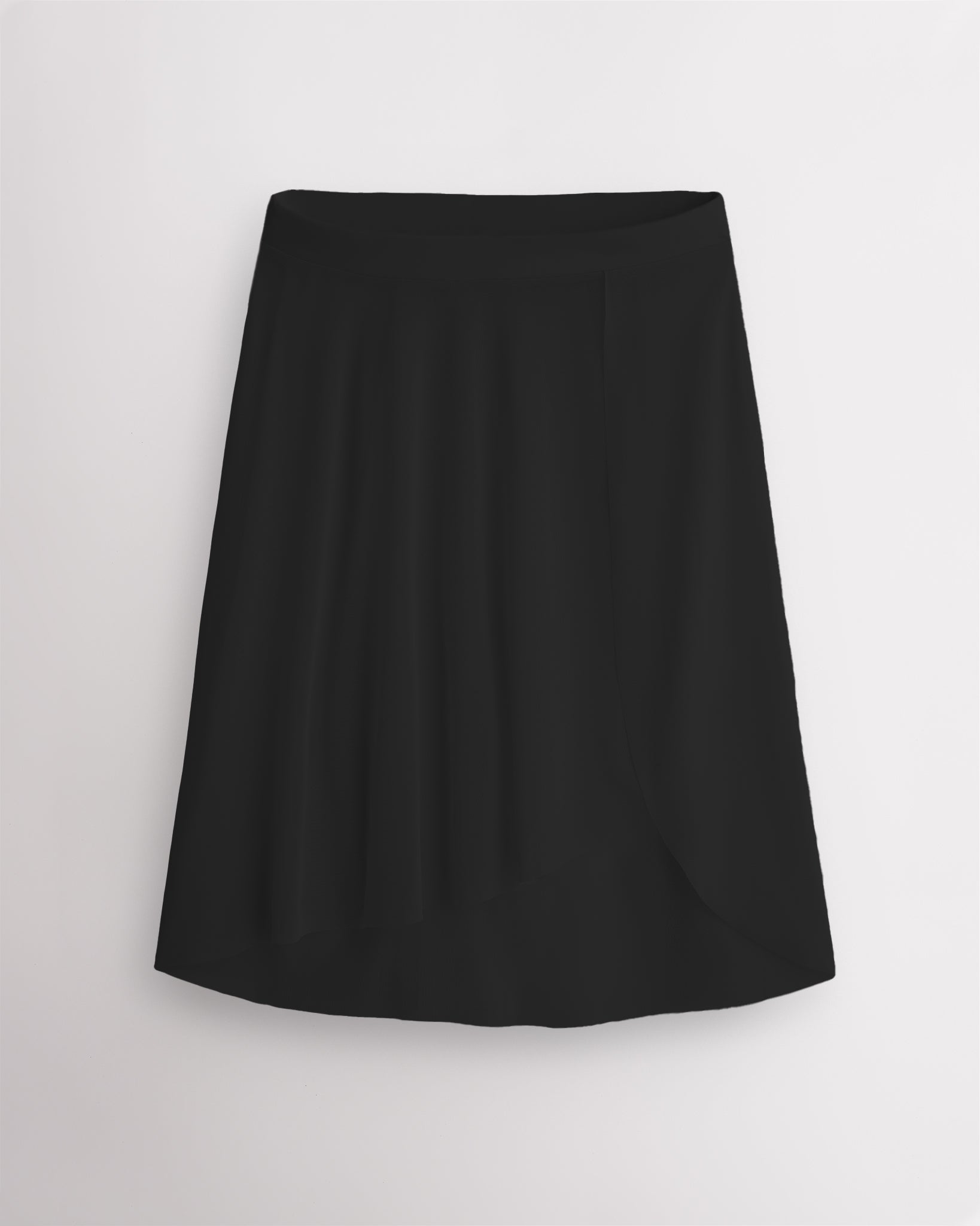 Black ballet skirt with asymmetrical petal hem and flowy lightweight mesh design
