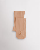 Tan convertible dance tights that can be worn as footed or footless tights for ballet and dance practice.