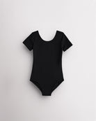 Girls Performance Short-Sleeve Leotard in Black