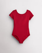Girls Performance Short-Sleeve Leotard in Crimson