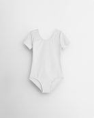Girls Performance Short-Sleeve Leotard in White