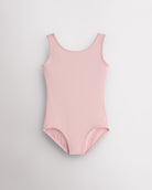 Girls pink sleeveless scoop neck ballet leotard with classic fitted design