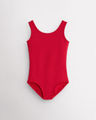 Red swimsuit on a light gray background