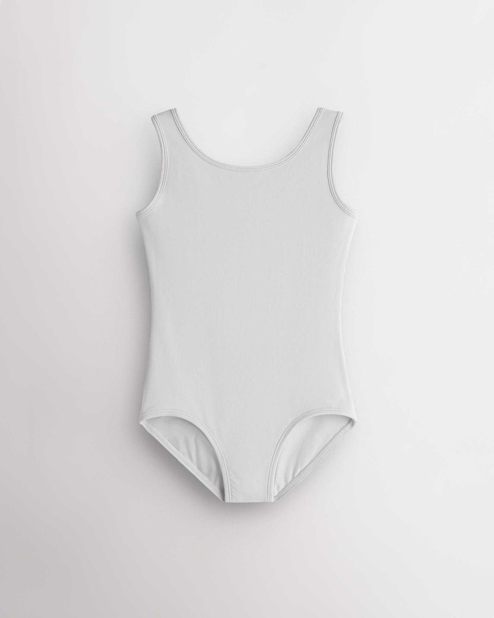 Girls white sleeveless scoop neck ballet leotard with classic fitted design
