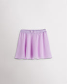 Girls lavender chiffon ballet dance skirt with a flowy silhouette, elastic waistband, and bow detail at the waist.