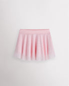 Ballet pink Stelle girls ballet skirt with double-layer mesh, elastic waistband, and a softly curved flared hem.