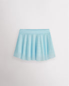 Light Blue Stelle girls ballet skirt with double-layer mesh, elastic waistband, and a softly curved flared hem.