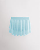Light Blue girls ballet mesh tiered skirt with double-layer mesh, elastic waistband, and curved hem for a flowy silhouette.