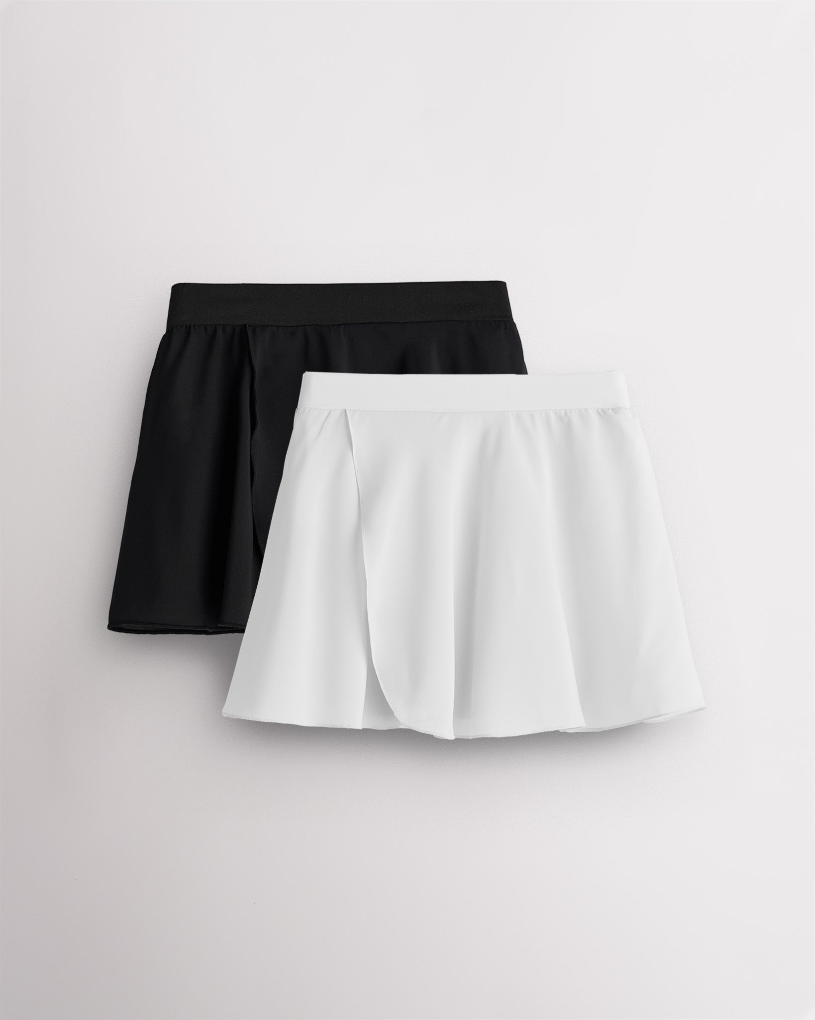 Girls Chiffon Pull-On Skirt 2-Pack (Black + White)