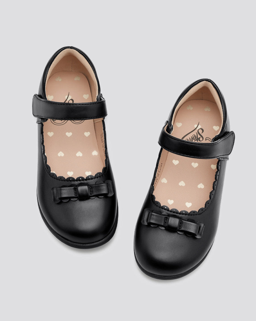 Black Girls Mary Jane School Shoes with Strap - View 2