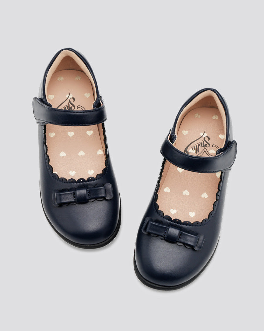 Navy Girls Mary Jane School Shoes with Strap - View 2