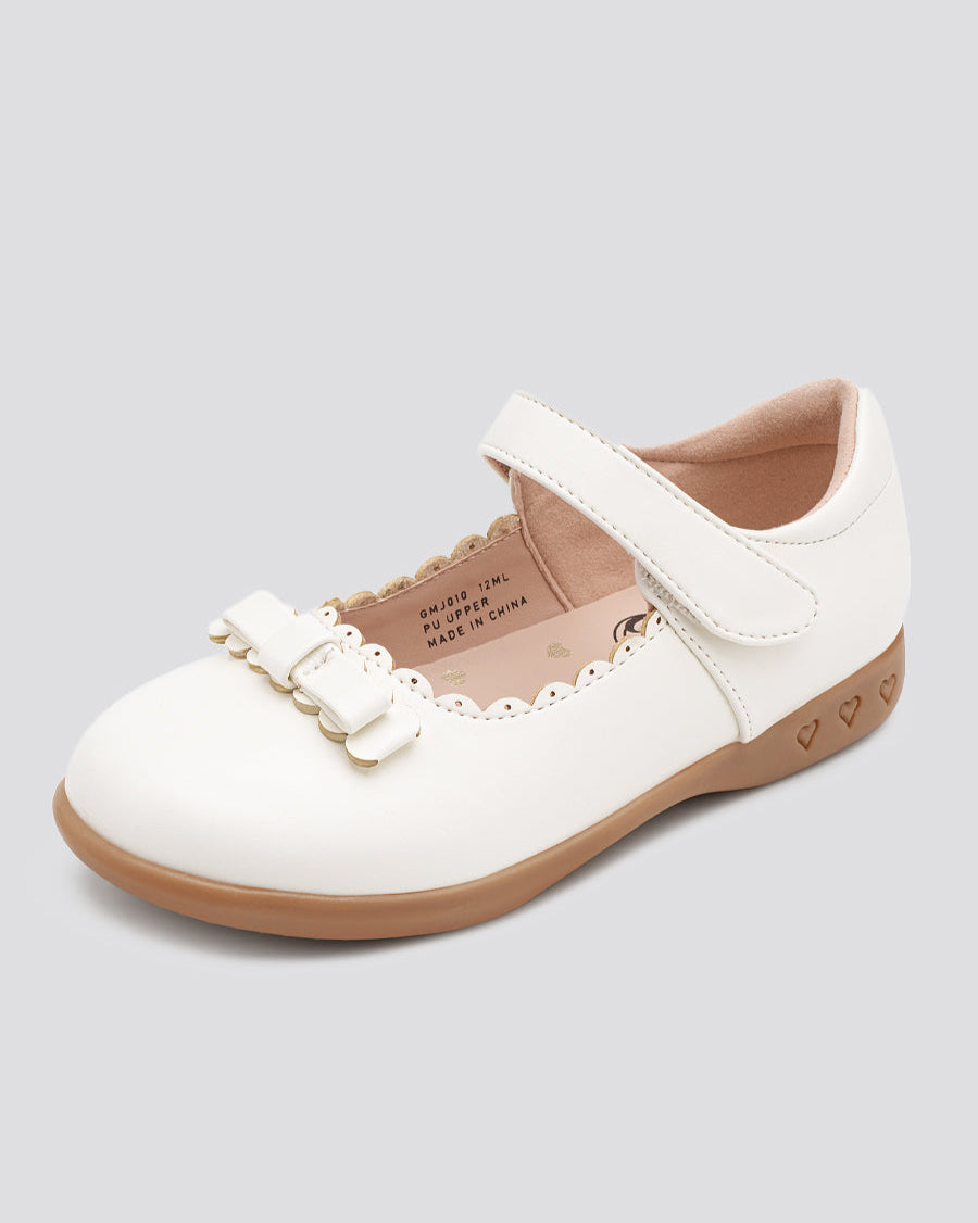 White Girls Mary Jane School Shoes with Strap - View 2