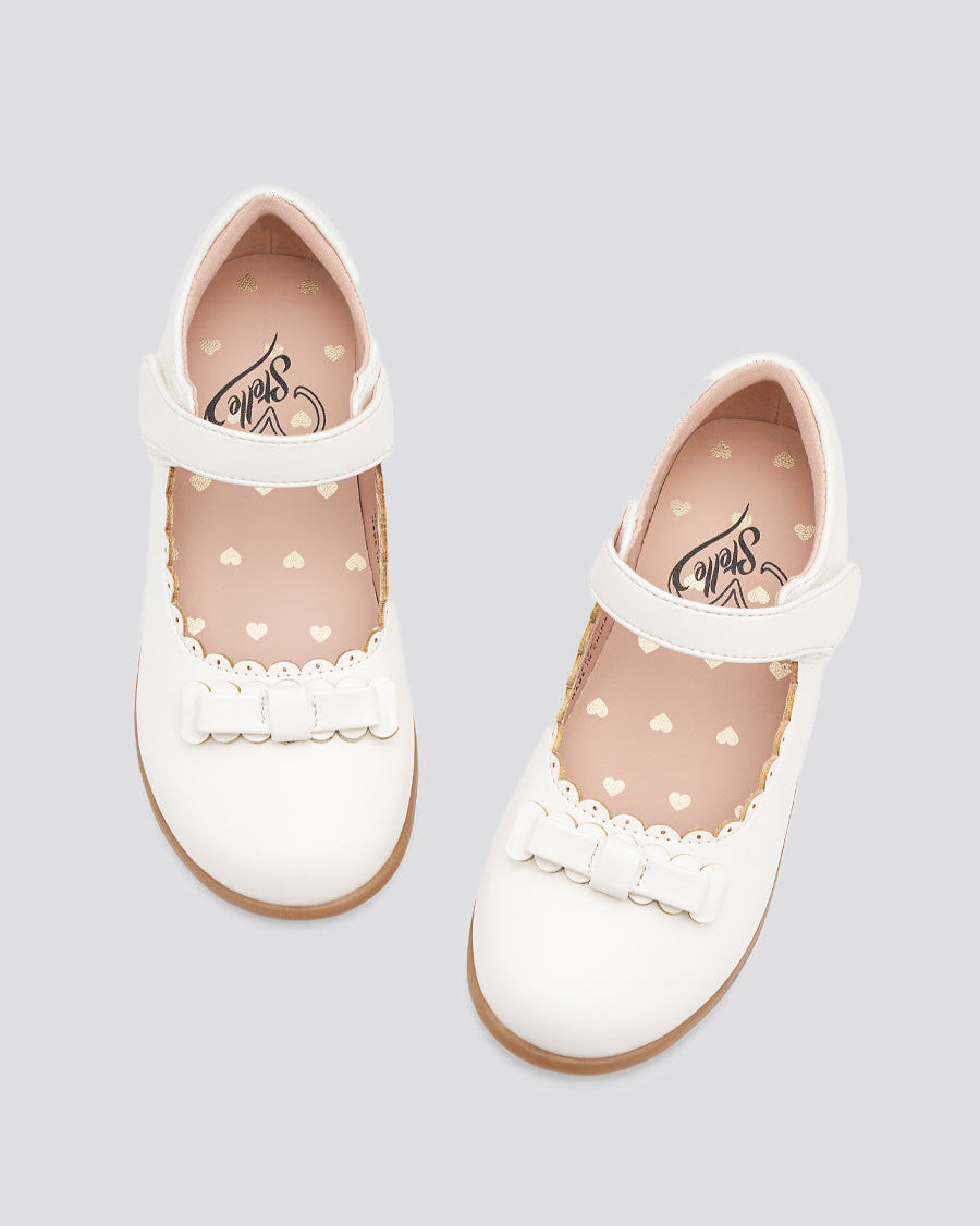 White Girls Mary Jane School Shoes with Strap - View 3