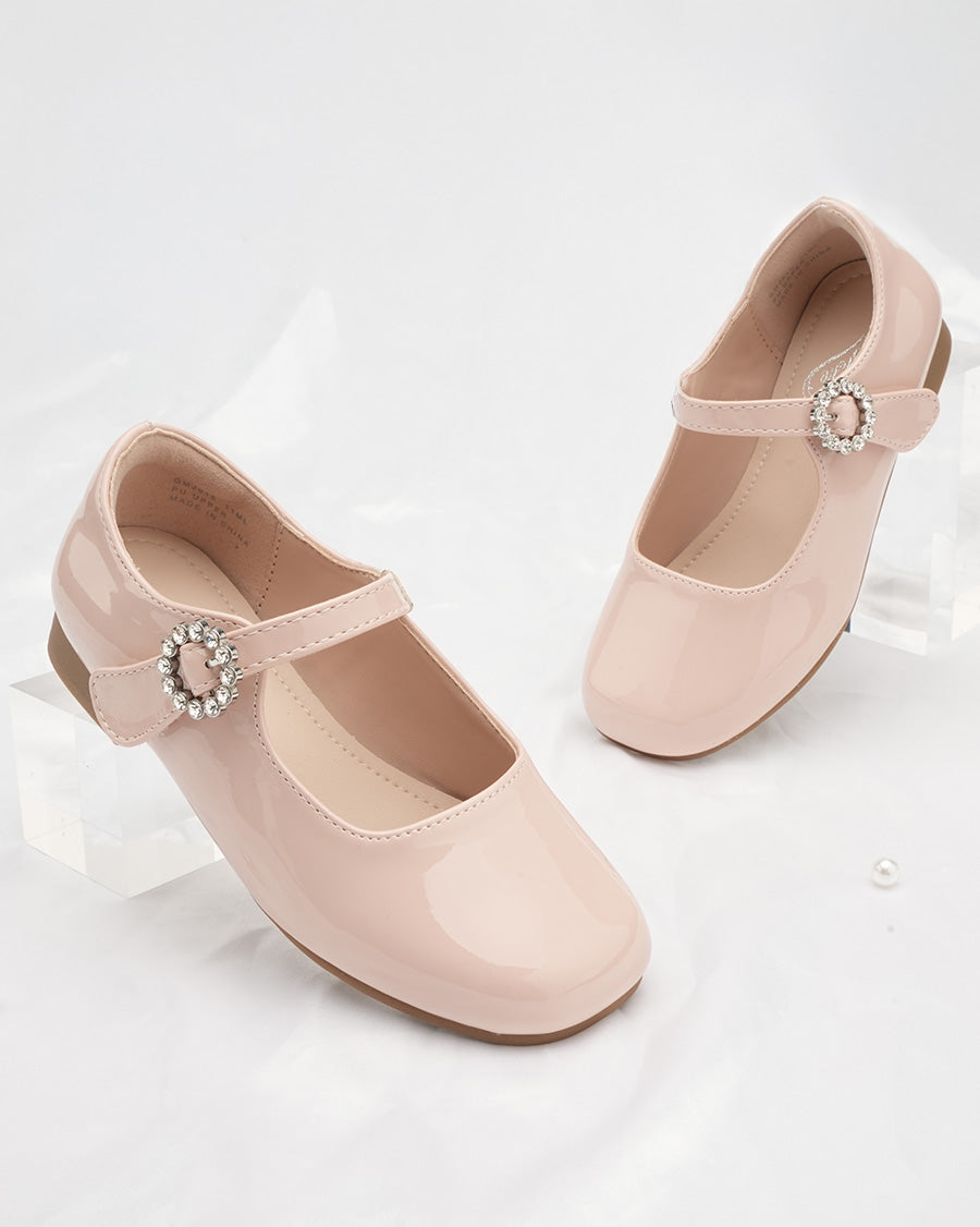 Pink Girls Low-Heel Dress Shoes