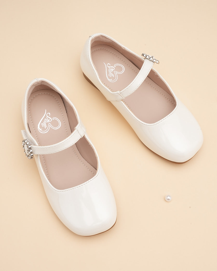 White Girls Low-Heel Dress Shoes