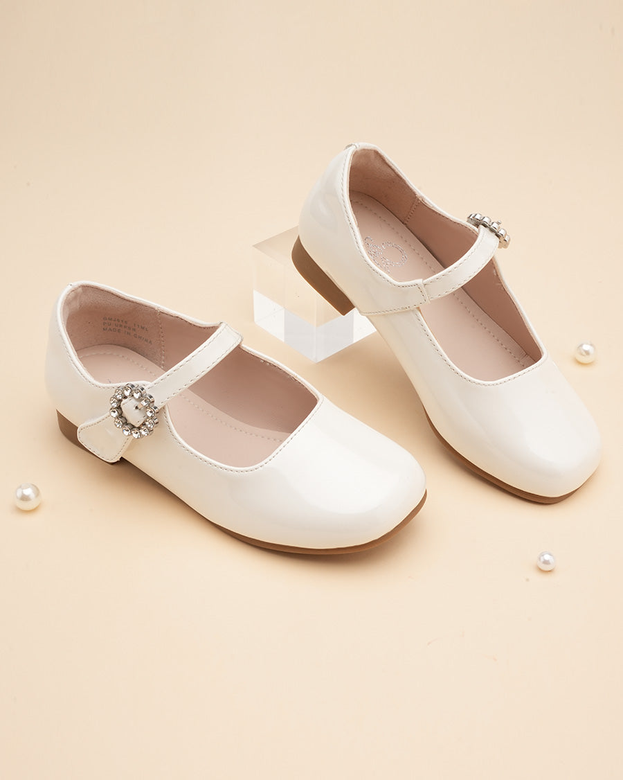 White Girls Low-Heel Dress Shoes