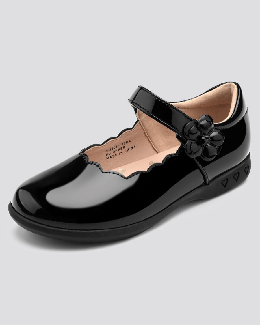 Glossy Black Girls Mary Jane Dress Flats - View 1