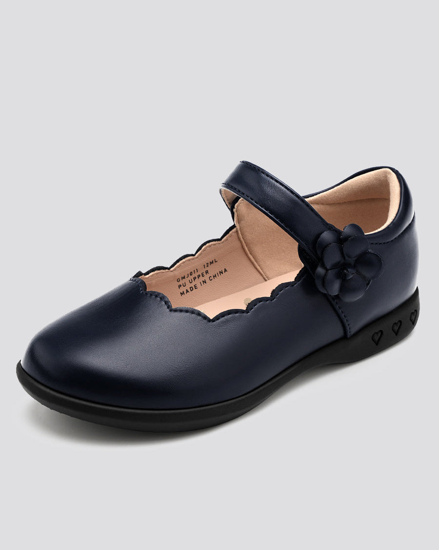 Navy Girls Mary Jane Dress Flats - View 1