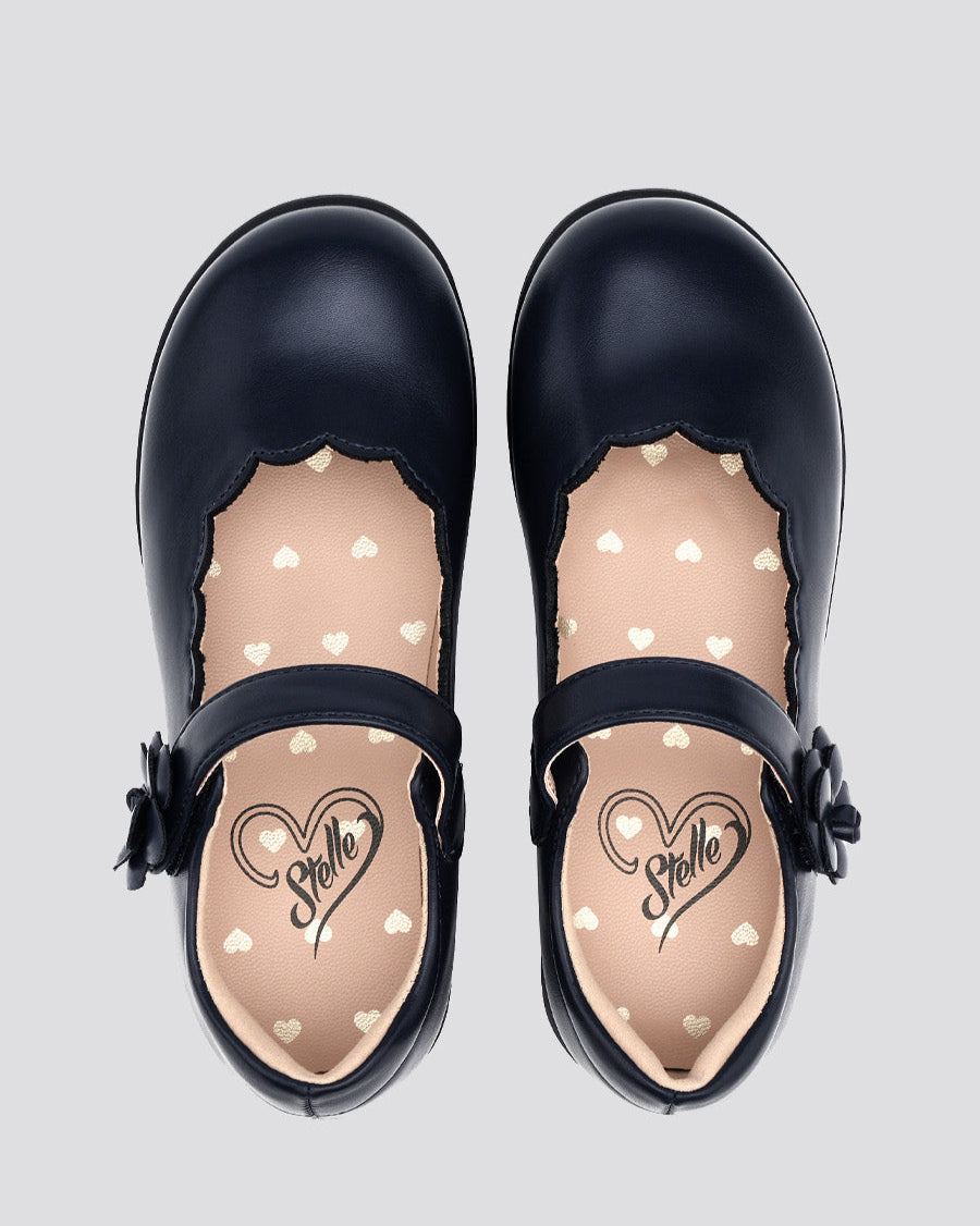 Navy Girls Mary Jane Dress Flats - View 3