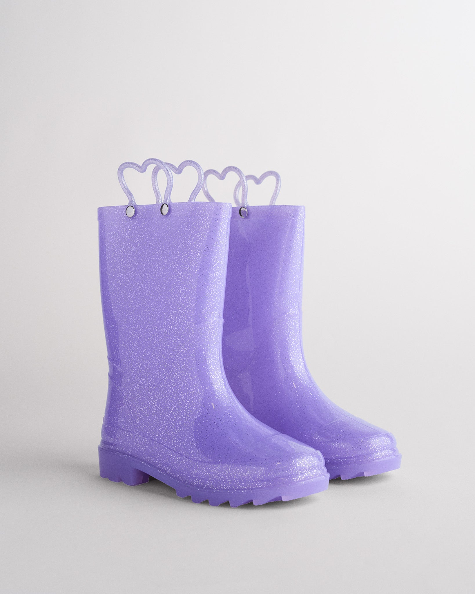 Kids Glitter Light Up Rain Boots in Lavender