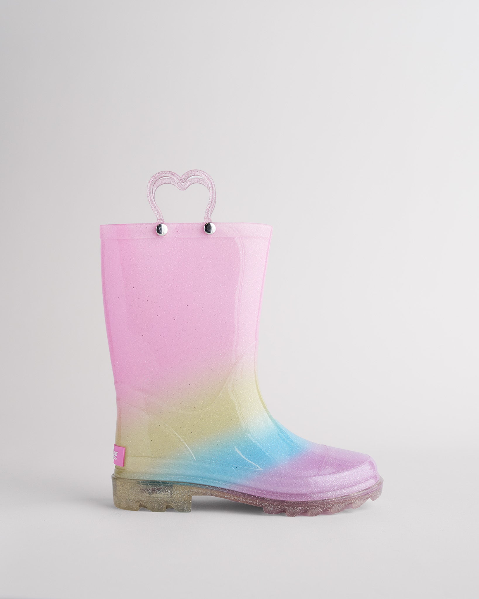 Kids Glitter Light Up Rain Boots in Rainbow