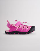 Dreamhouse Pink kids sport sandal with closed-toe protection, cord lace system, and adjustable hook-and-loop strap