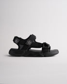 Black kids sandals with triple adjustable straps and lightweight cushioned sole
