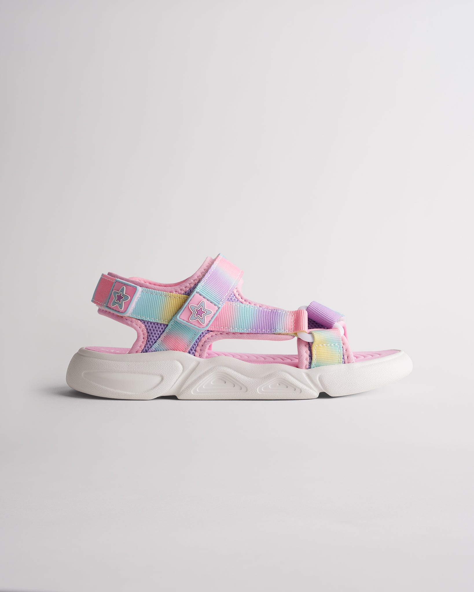 Rainbow kids sandals with triple adjustable straps and lightweight cushioned sole