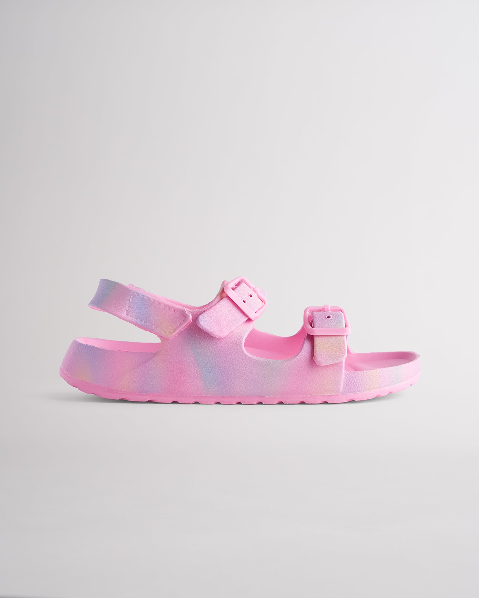 Cotton Candy Ombre kids sandals with adjustable buckles, heel strap, and lightweight EVA sole for everyday comfort