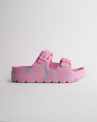 Cotton Candy Ombre Stelle Kids StelleCloud Buckled Slide with adjustable buckle straps, contoured footbed, and supportive casual design.