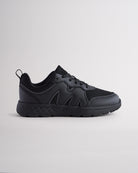 Ninja Black lightweight kids’ sneakers with breathable mesh uppers, a cushioned insole, and a durable outsole.