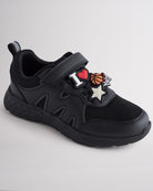 Kids Running Shoes with Straps in Ninja Black