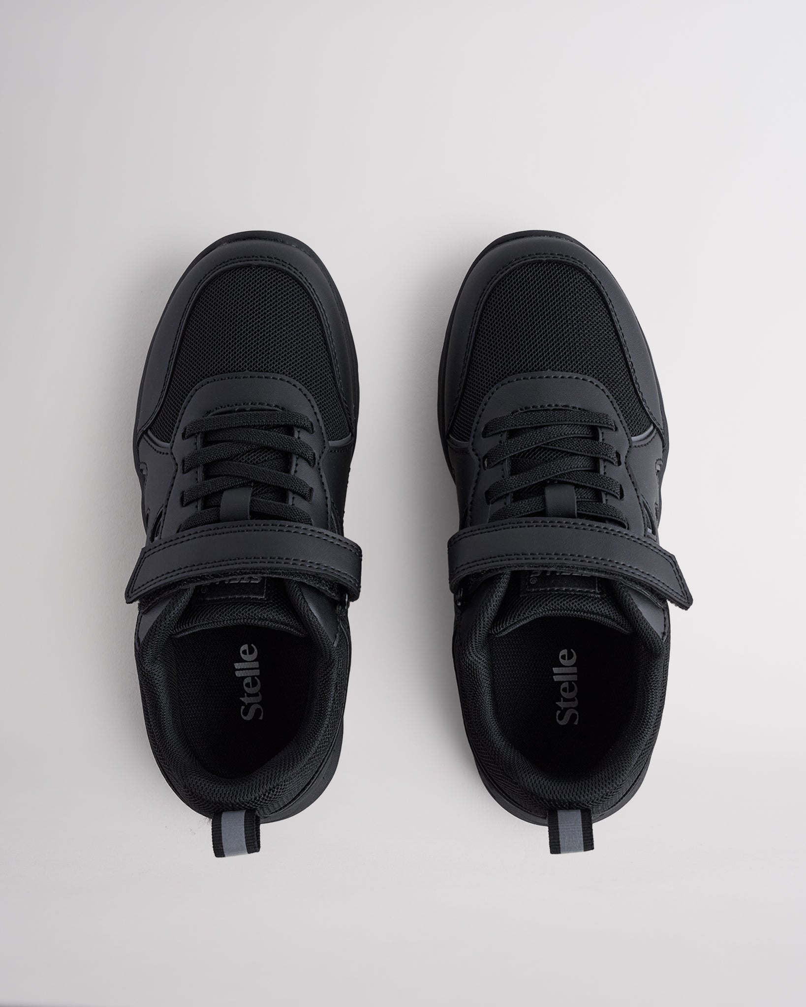 Kids Running Shoes with Straps in Ninja Black