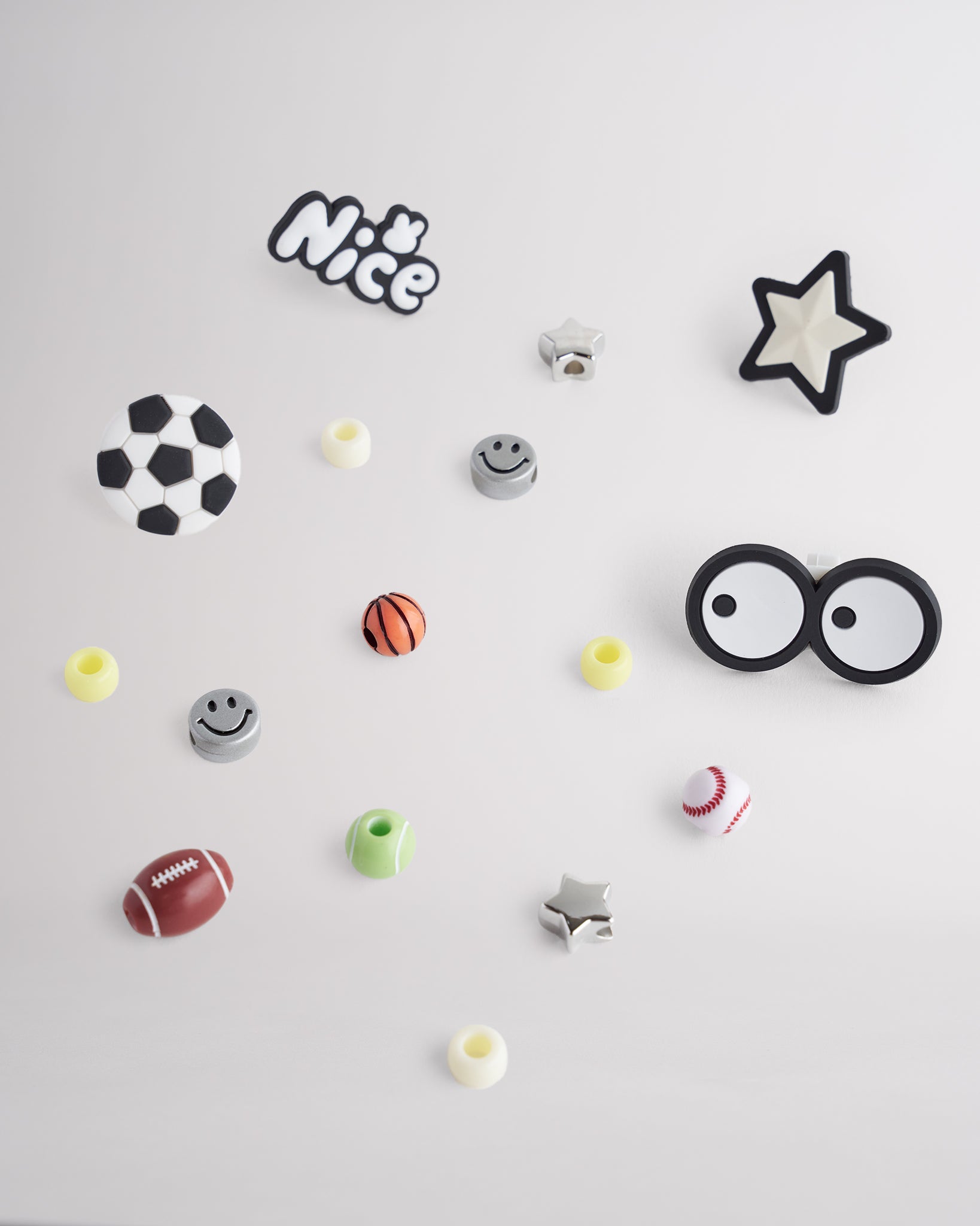 colorful sport-themed lace charms